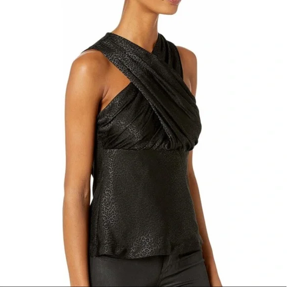 Yigal Azrouel Leopard Jacquard Cross Neck Top - Picture 2 of 15